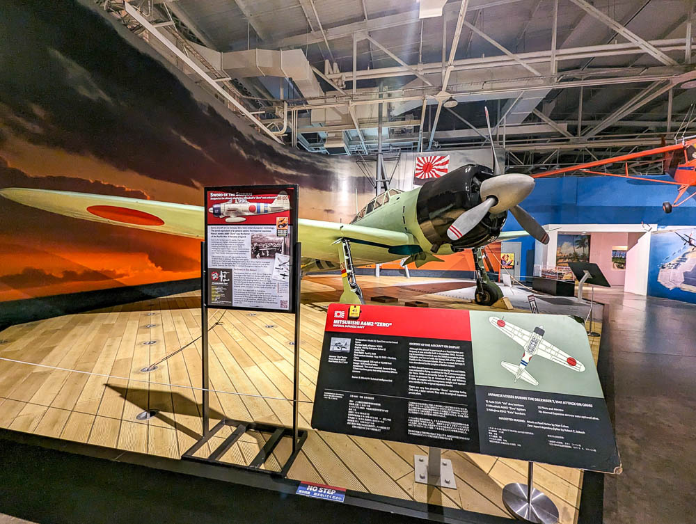 japanese zero plane inside the aviation museum